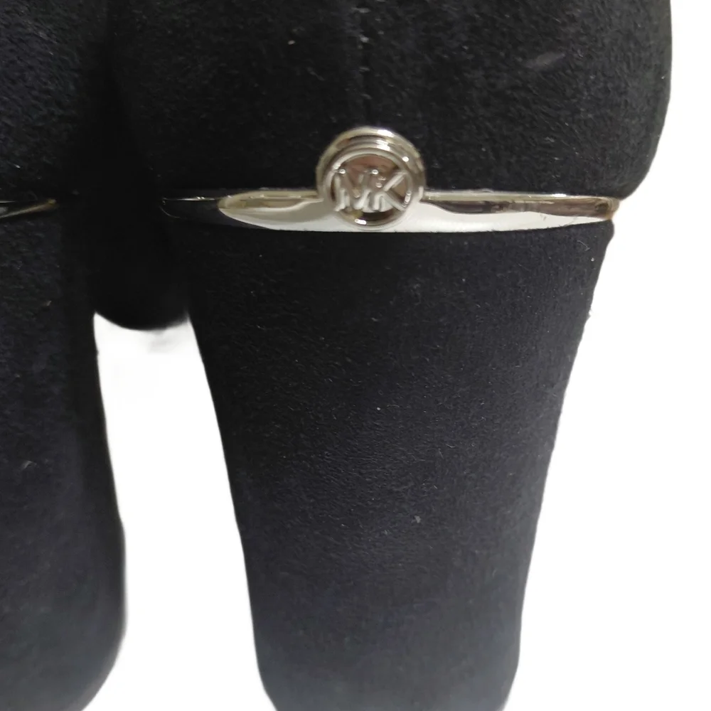 Michael Kors Liza Black Suede Block Heel Pumps Size 7 M - Picture 7 of 13